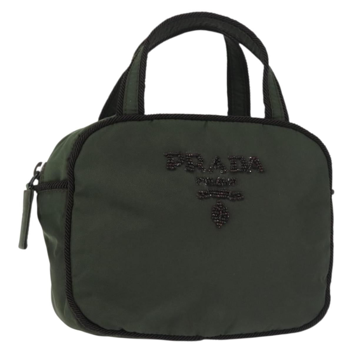 Prada Vintage Tessuto Khaki Nylon Handbag (Pre-Owned)