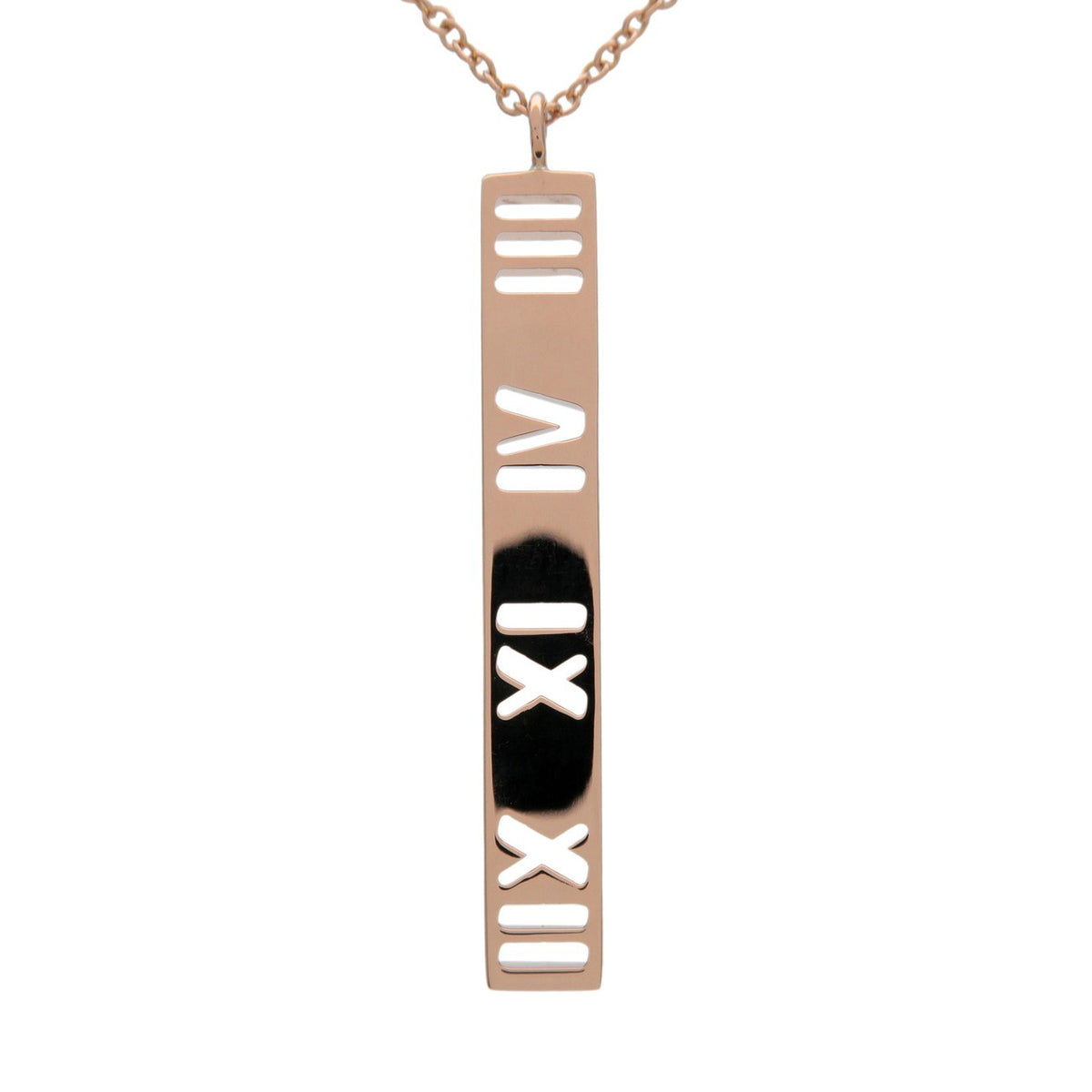 Tiffany & Co. Atlas Pierced Bar Drop Pendant 18K Rose Gold With Diamonds Pink Rose_Gold Necklace Jewelry (Pre-Owned)