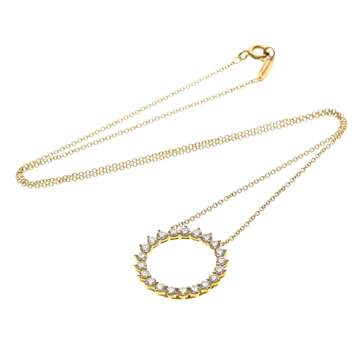 Tiffany & Co. Open Circle Pendant 18K Rose Gold With Diamonds Gold Pink_Gold Necklace Jewelry (Pre-Owned)