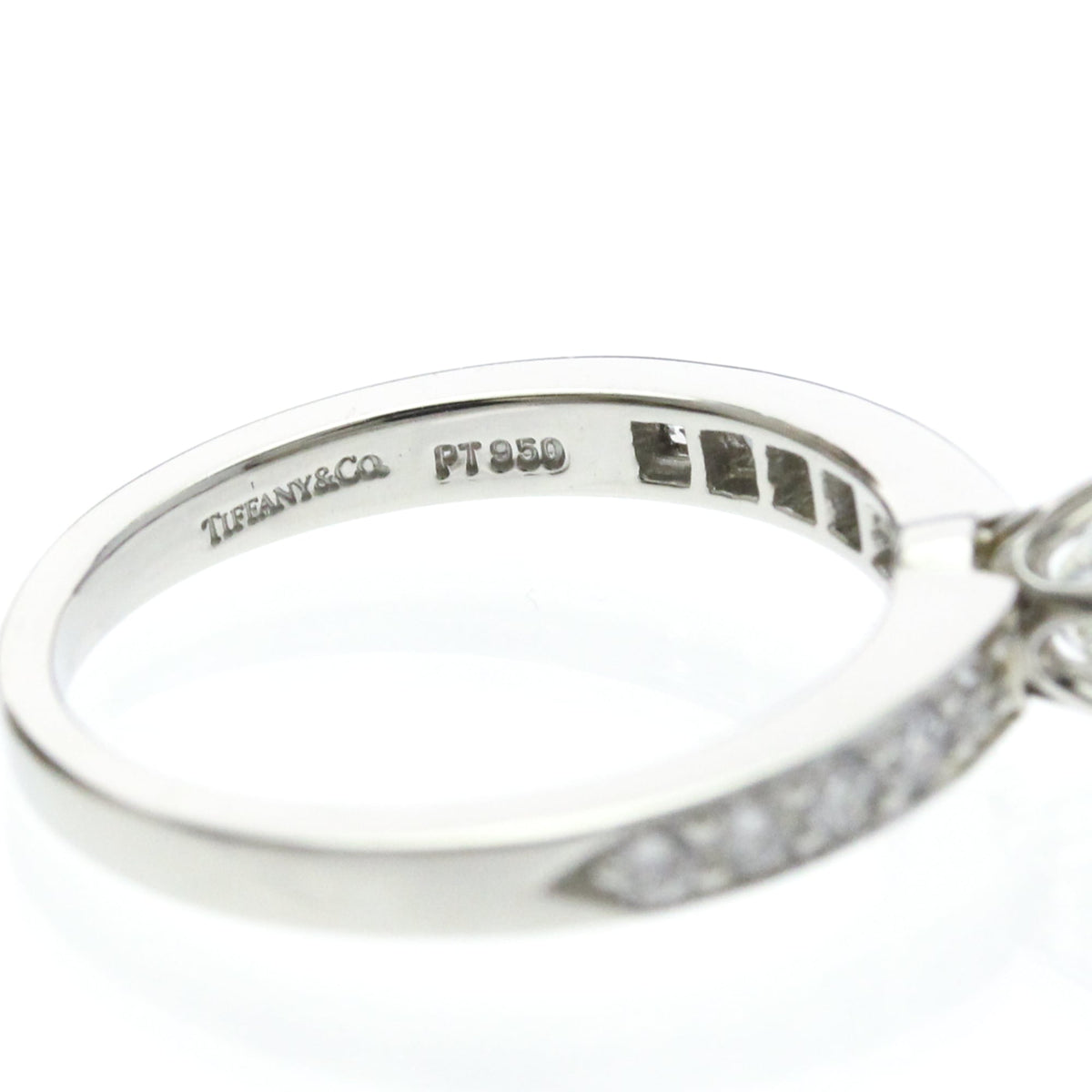 Tiffany & Co. Solitaire Ring With Channel Set Band Platinum With Rbc Diamond F/Vs1 Silver Platinum Ring Jewelry (Pre-Owned)