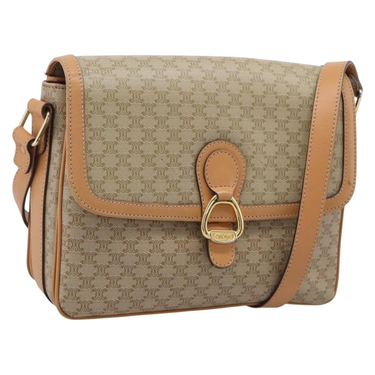 Celine Macadam Shoulder Canvas Beige Canvas Crossbody Bag Bag (Pre-Owned)