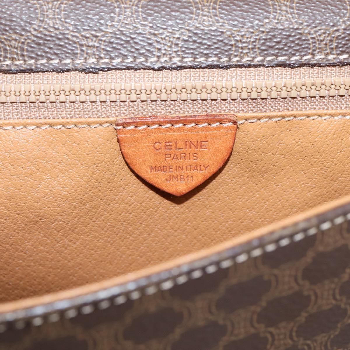 Celine Vintage Macadam Circle Logo Canvas And Leather Brown Canvas Shoulder Bag Bag (Pre-Owned)