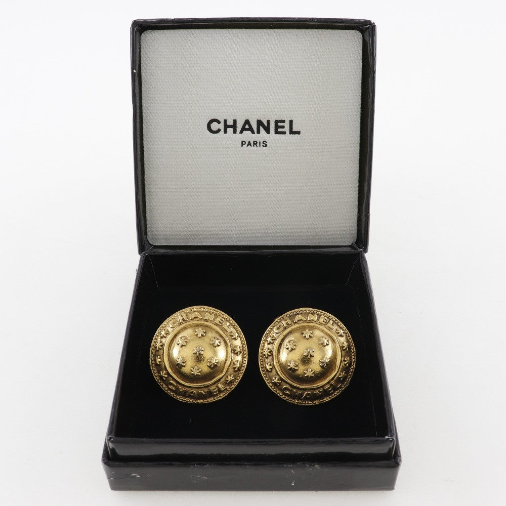 Chanel Vintage Logo Round Plated Gold Gold Gold_Plated Cufflinks Jewelry (Pre-Owned)