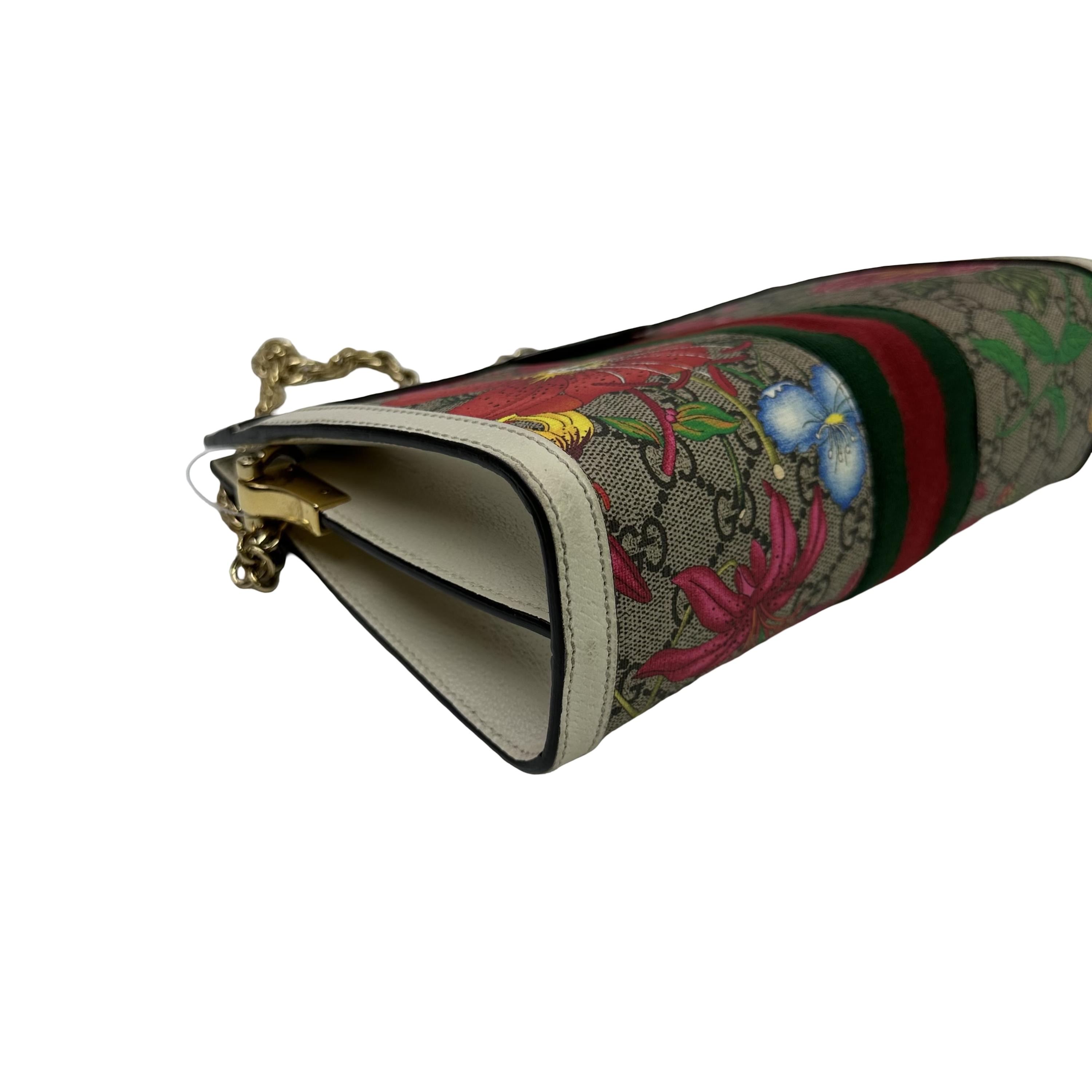 Gucci Ophidia Chain Flora Gg Coated Canvas Multicolour Canvas Shoulder Bag Bag (Pre-Owned)