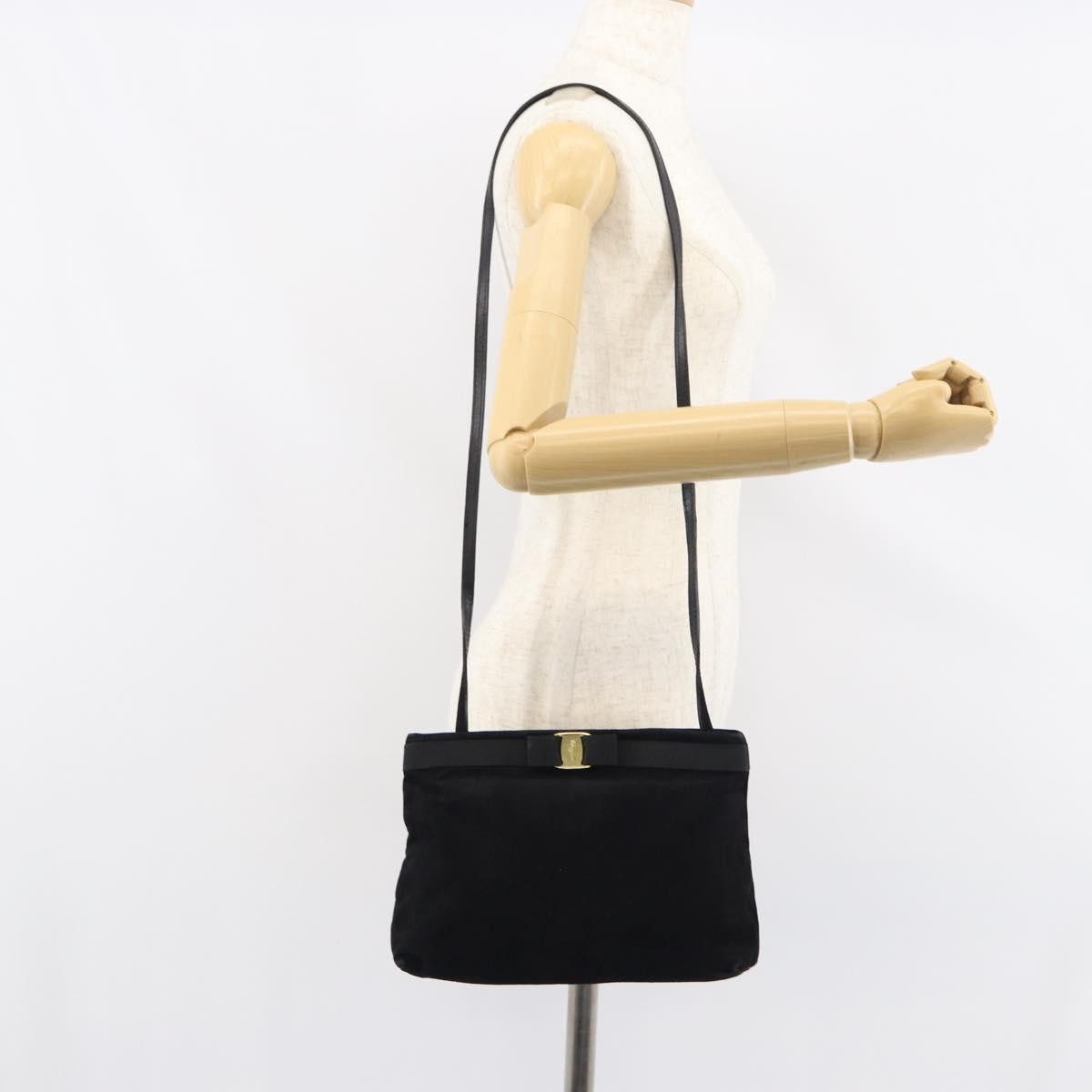 Salvatore Ferragamo Vala Suede Black Suede Shoulder Bag Bag (Pre-Owned)
