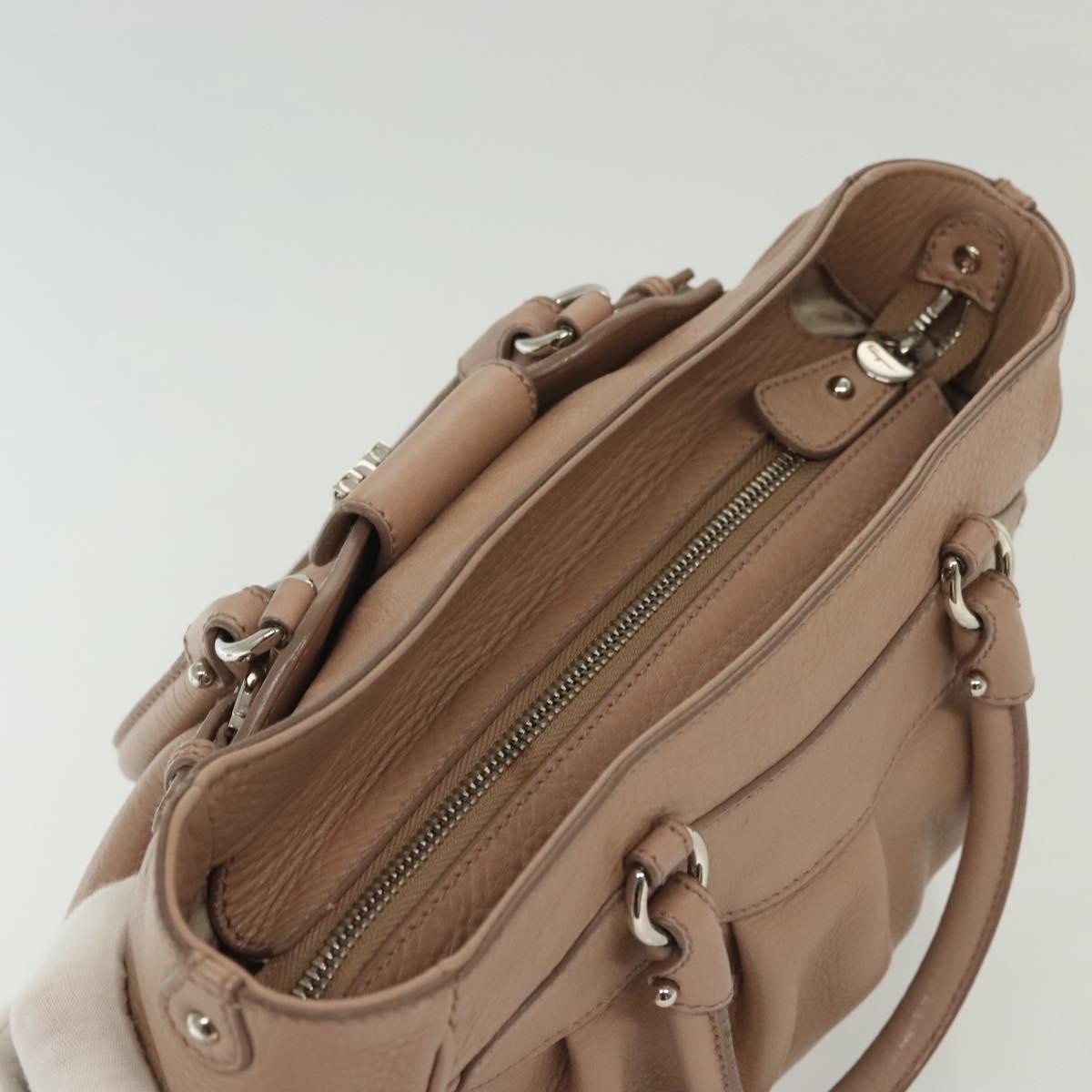 Salvatore Ferragamo Gancini Leather Pink Leather Handbag (Pre-Owned)