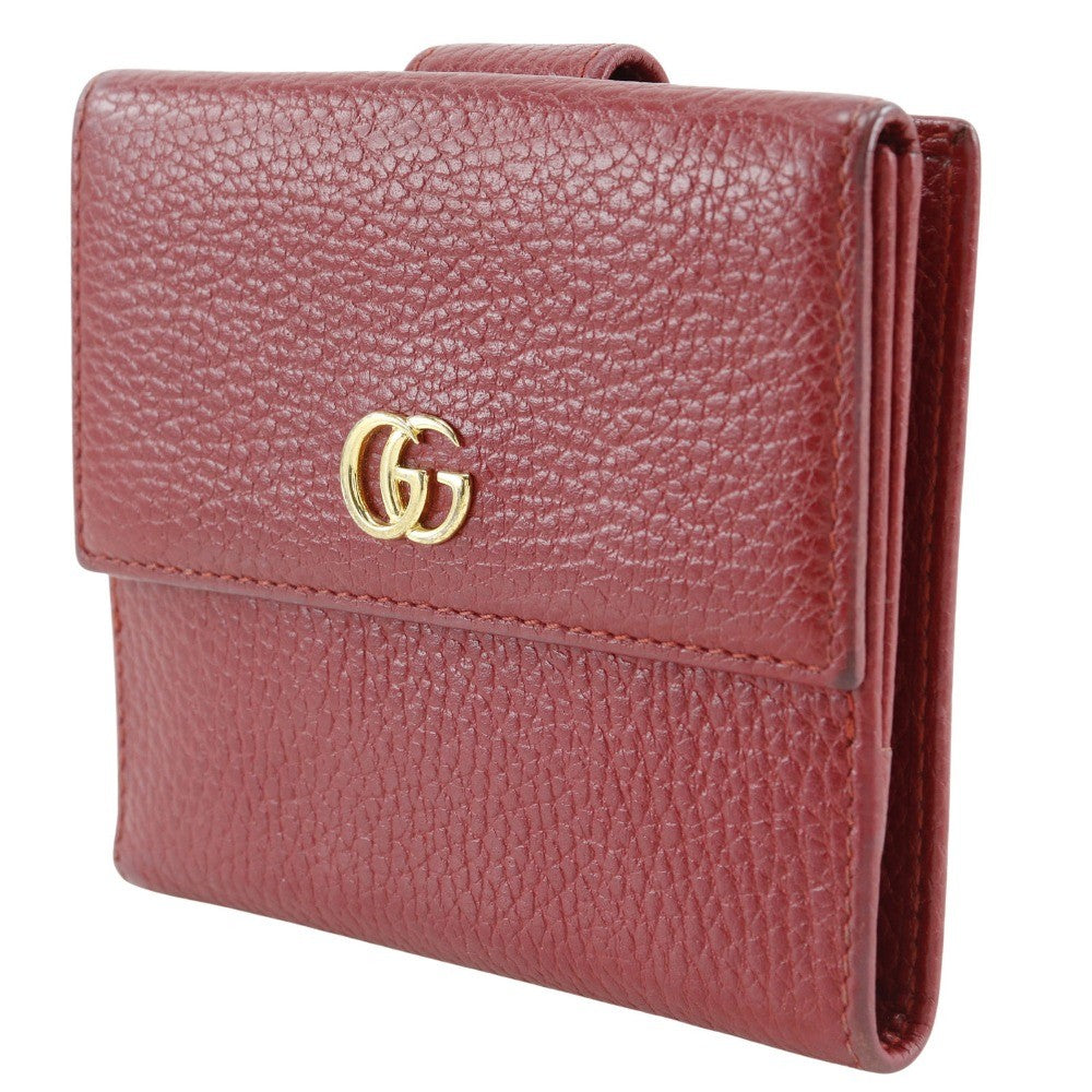 Gucci Gg Marmont Bifold Leather Red Leather Wallets Accessory (Pre-Owned)
