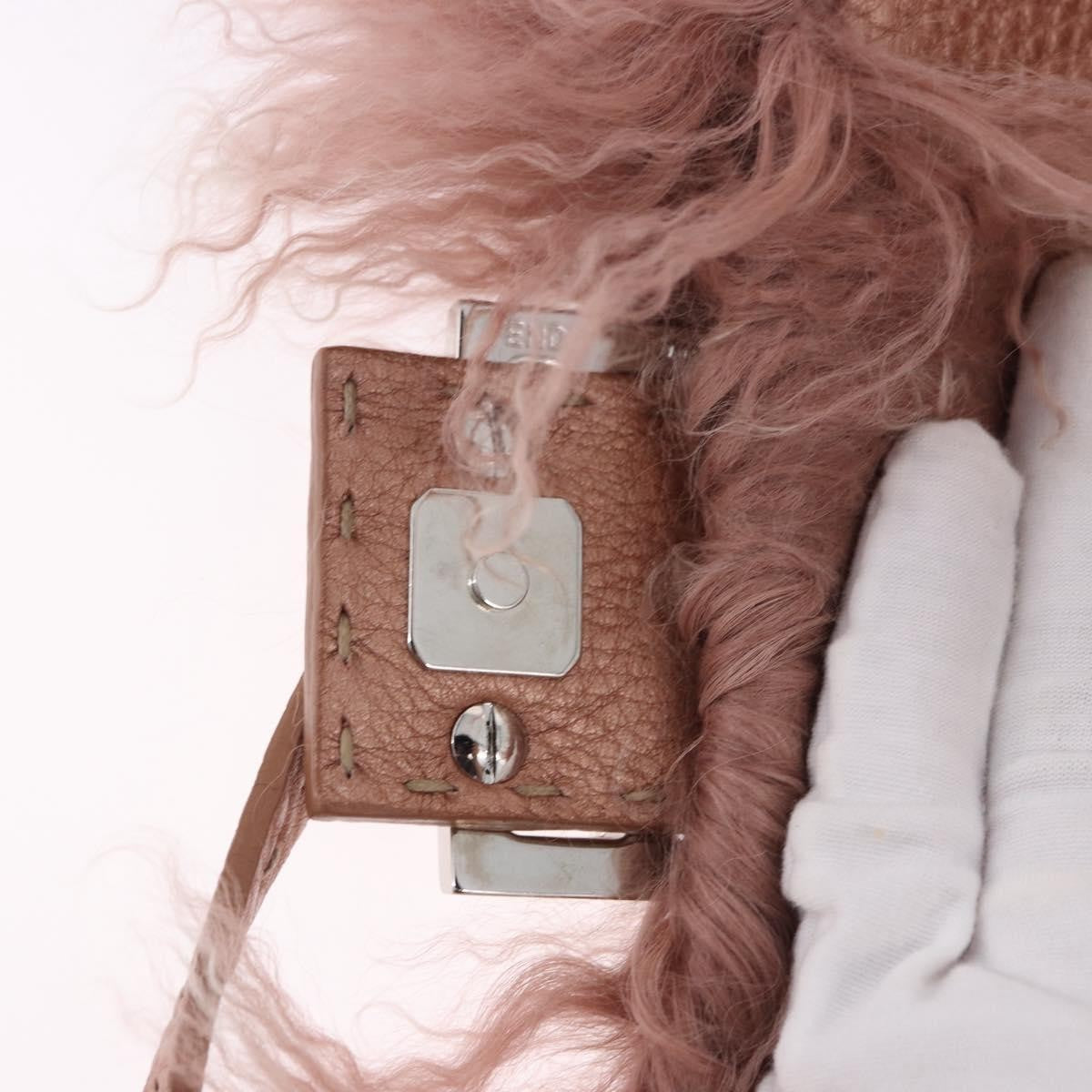 Fendi Selleria Selleria Pink Wool Handbag (Pre-Owned)