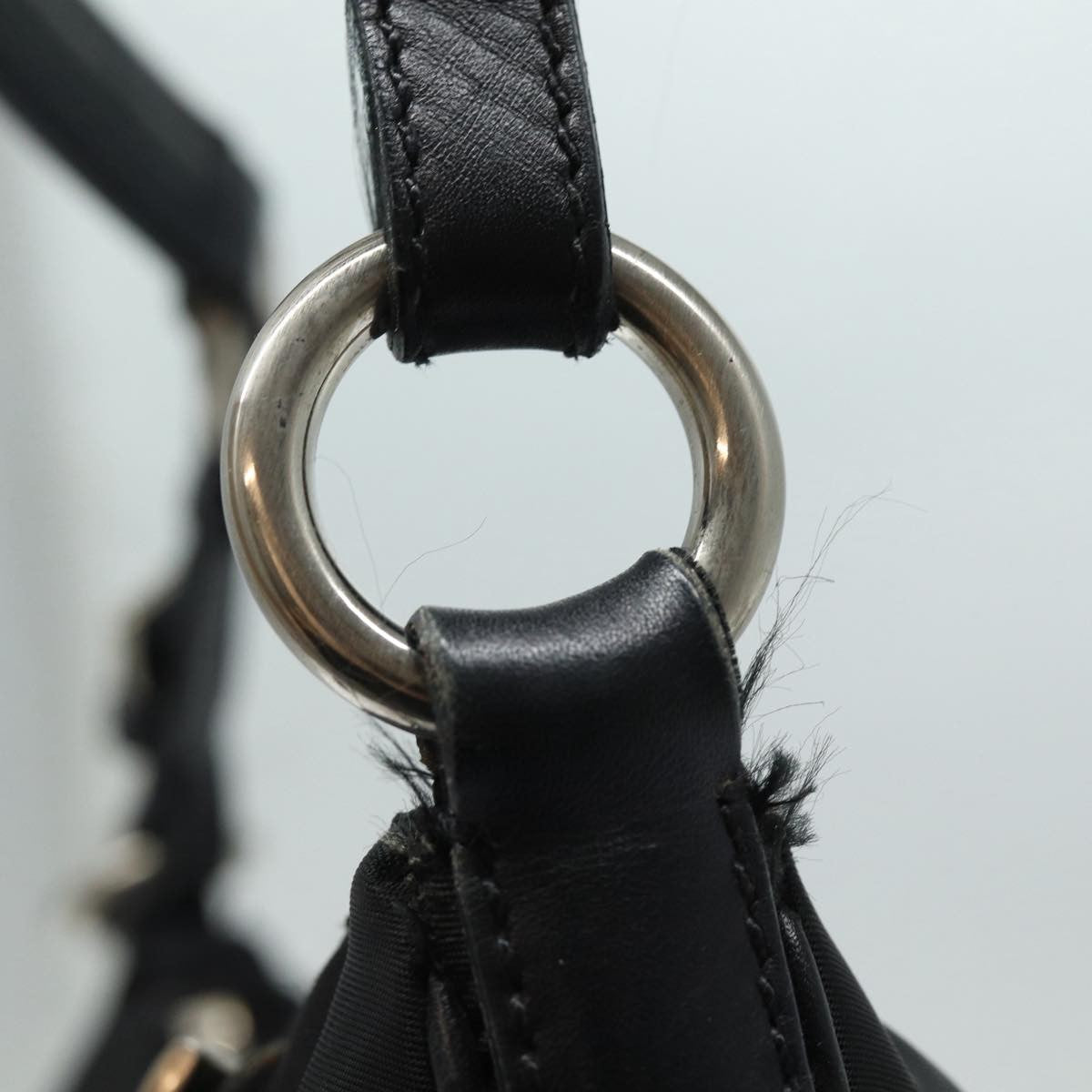 Prada Zip Hobo Tessuto With Leather Black Nylon Shoulder Bag Bag (Pre-Owned)