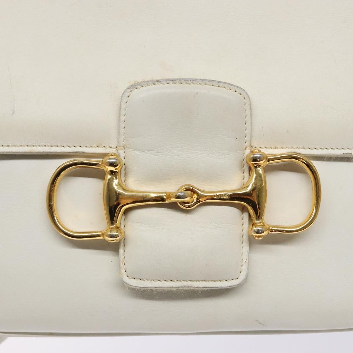 Celine Shoulder Leather White Leather Shoulder Bag Bag (Pre-Owned)