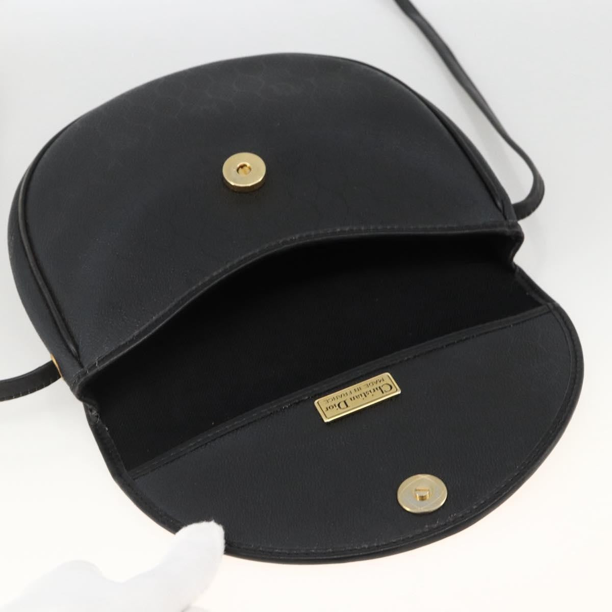 Christian Dior Vintage Honeycomb Flap Coated Canvas Black Canvas Shoulder Bag Bag (Pre-Owned)