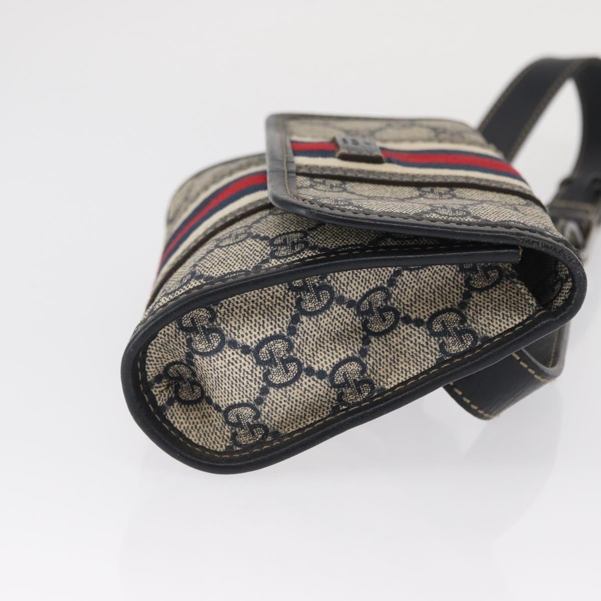 Gucci Vintage Web Belt Gg Coated Canvas Beige Canvas Handbag (Pre-Owned)
