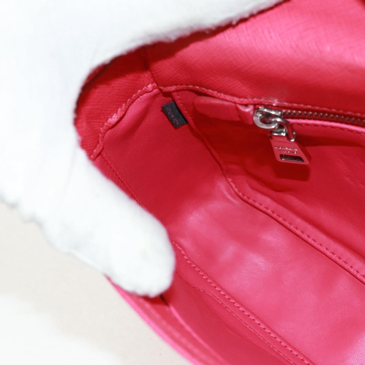 Prada Sound Chain Saffiano Leather Red Leather Shoulder Bag Bag (Pre-Owned)