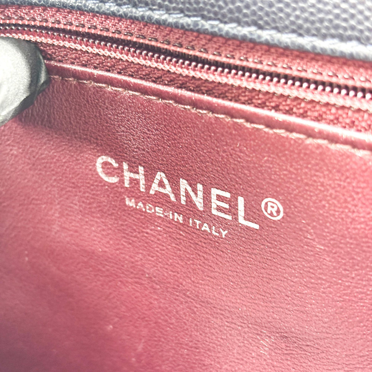 Chanel Coco Top Handle Quilted Caviar With Lizard Navy Leather Handbag (Pre-Owned)