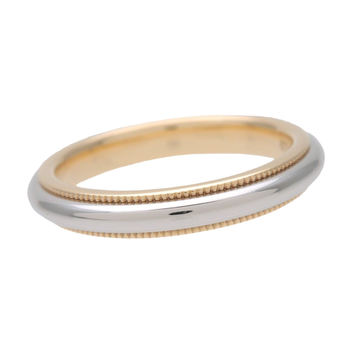 Tiffany & Co. Classic Milgrain Band Platinum With 18K Yellow Gold Yellow Yellow_Gold Ring Jewelry (Pre-Owned)