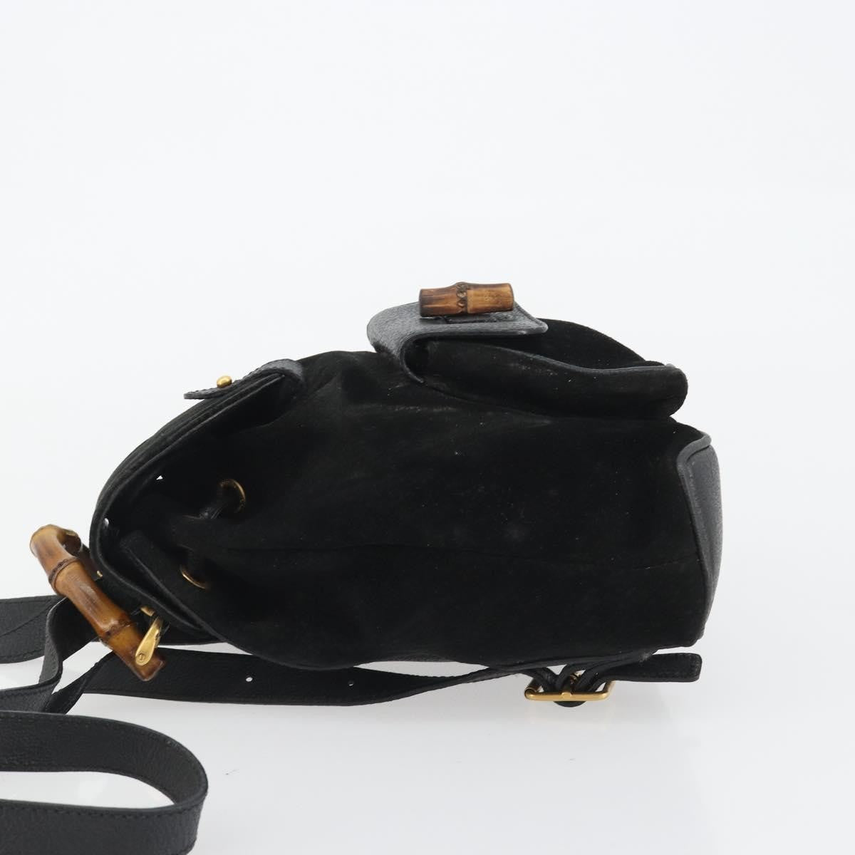 Gucci Gucci Bamboo Daim Black Suede Backpack Bag (Pre-Owned)