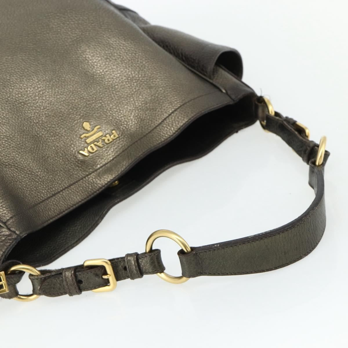 Prada Side Pocket Hobo Vitello Daino Gold Leather Shoulder Bag Bag (Pre-Owned)