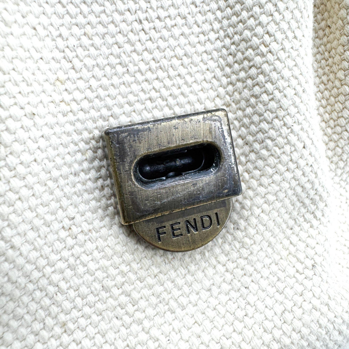 Fendi B. Bag Canvas With Patent Brown Canvas Handbag (Pre-Owned)