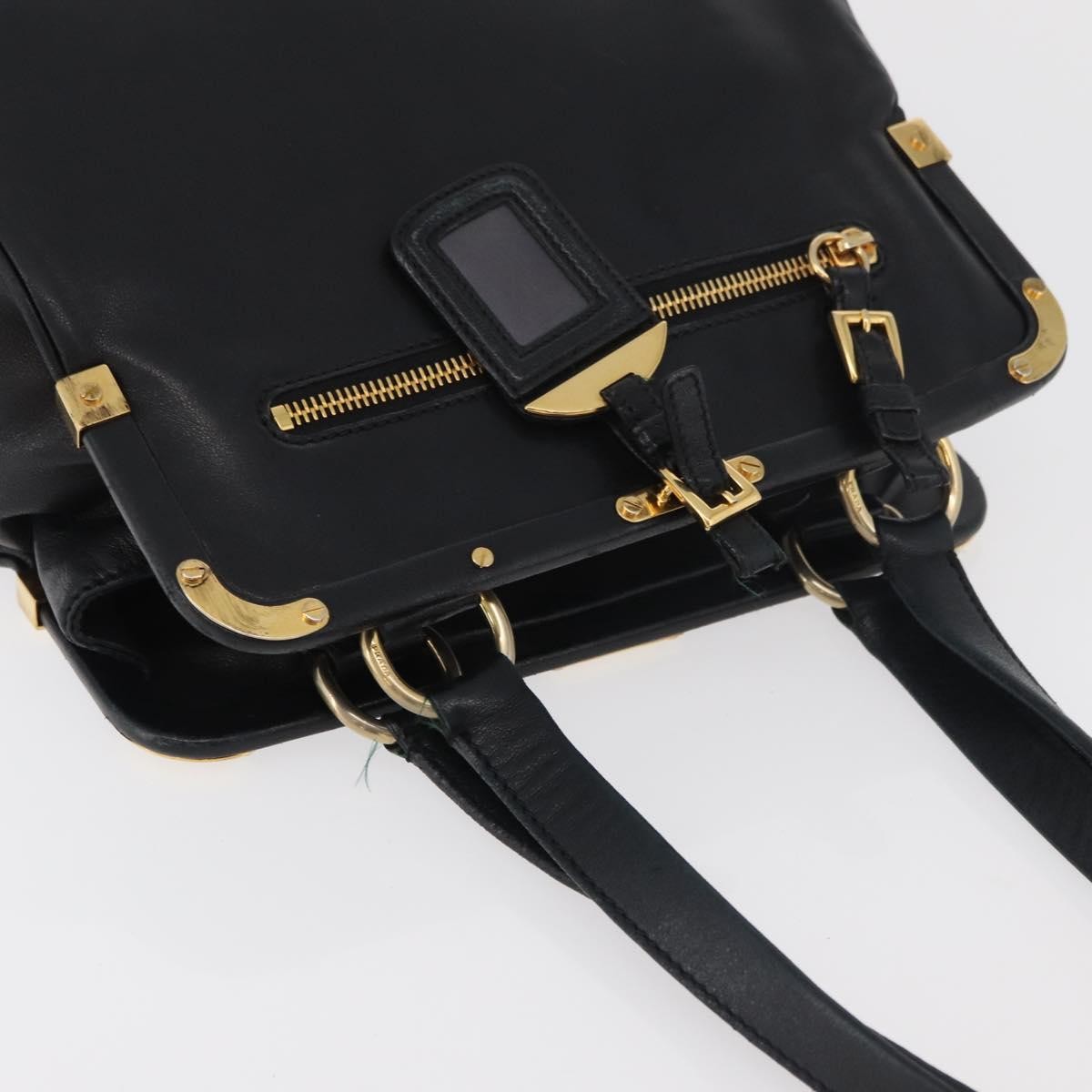 Prada Tote Leather Black Leather Tote Bag Bag (Pre-Owned)