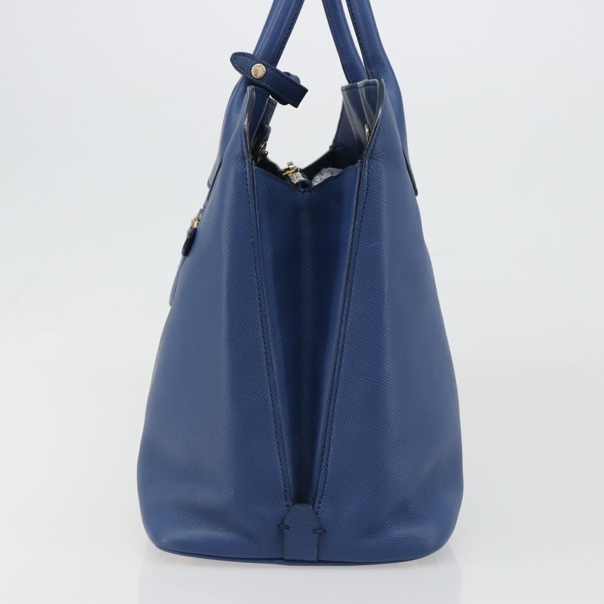 Prada Cuir Promenade Front Zip Tote Leather Blue Leather Handbag (Pre-Owned)