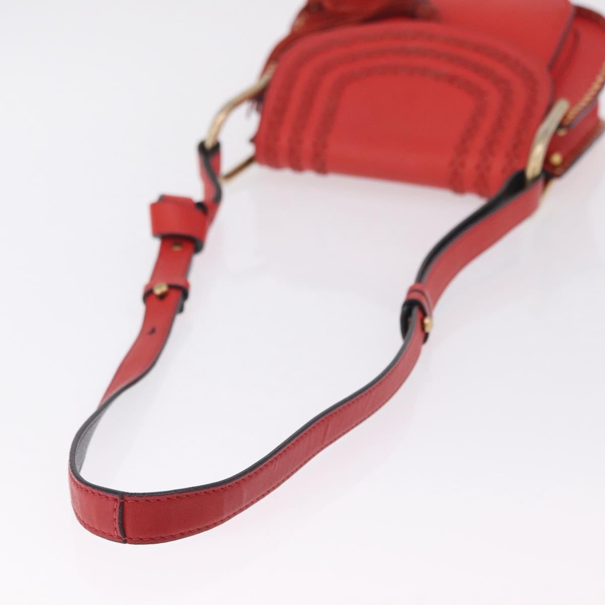 Chloe Hudson Whipstitch Leather Red Leather Handbag (Pre-Owned)