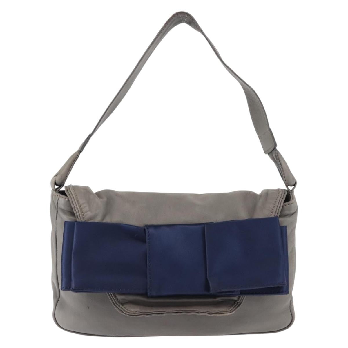 Chloe Vintage Flap Leather Gray Leather Shoulder Bag Bag (Pre-Owned)
