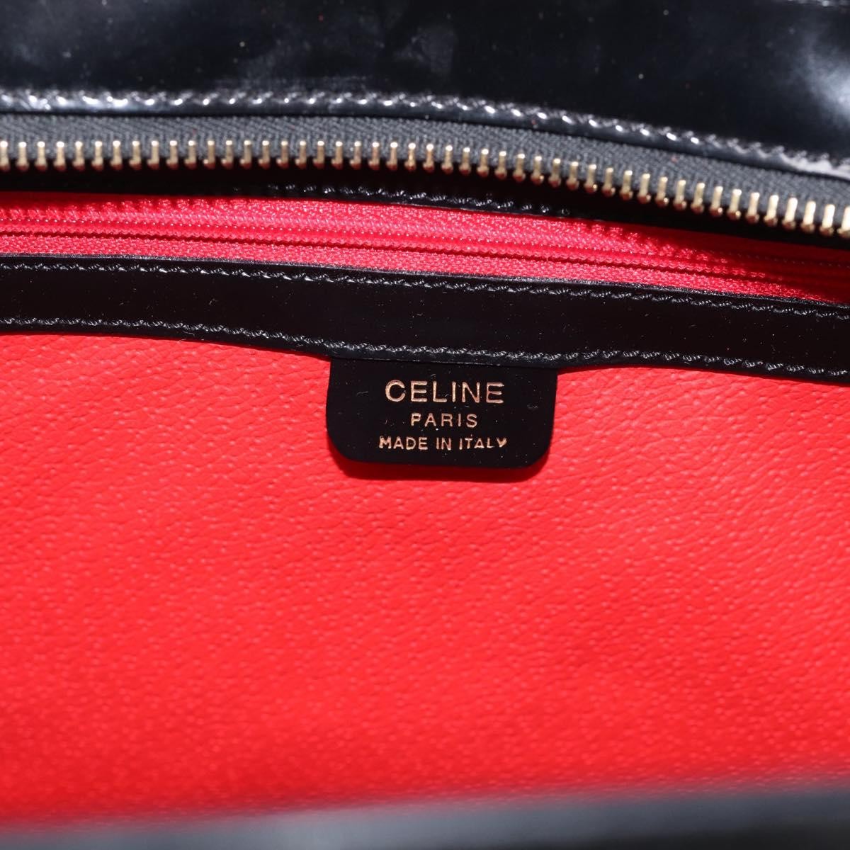 Celine Tote Leather Black Patent_Leather Tote Bag Bag (Pre-Owned)