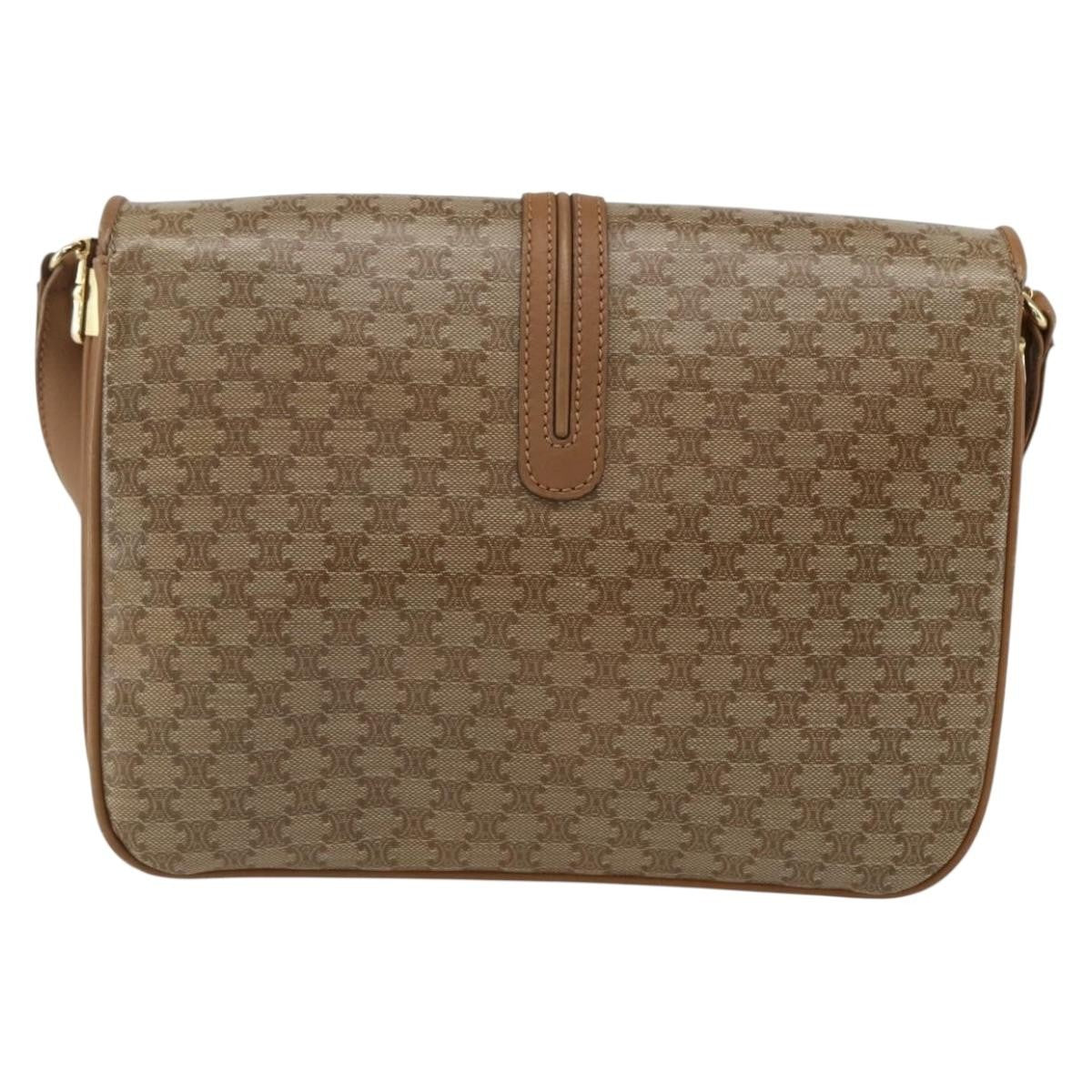Celine Vintage Macadam Canvas And Leather Beige Canvas Shoulder Bag Bag (Pre-Owned)