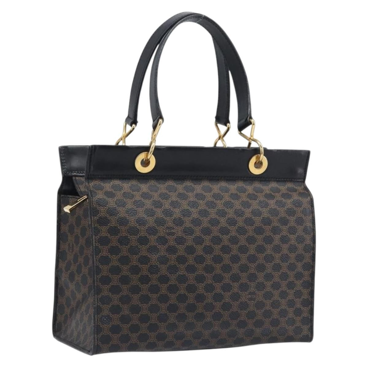 Celine Vintage Macadam Canvas Black Pvc Tote Bag Bag (Pre-Owned)