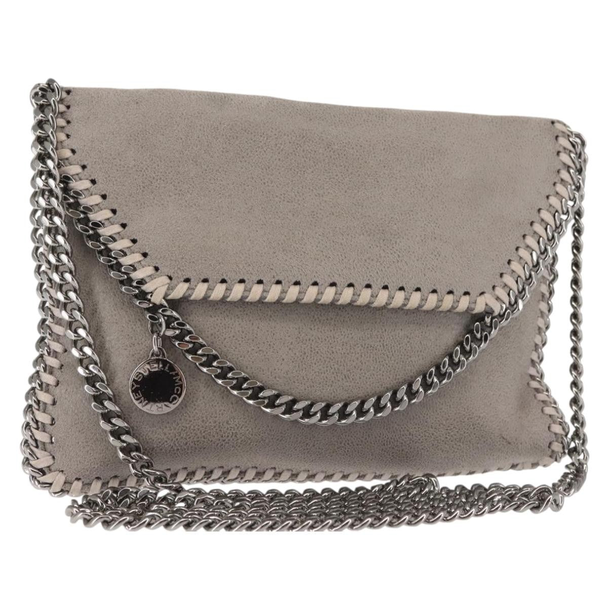 Stella Mccartney Falabella Fold Over Flap Shaggy Deer Gray Suede Bag (Pre-Owned)