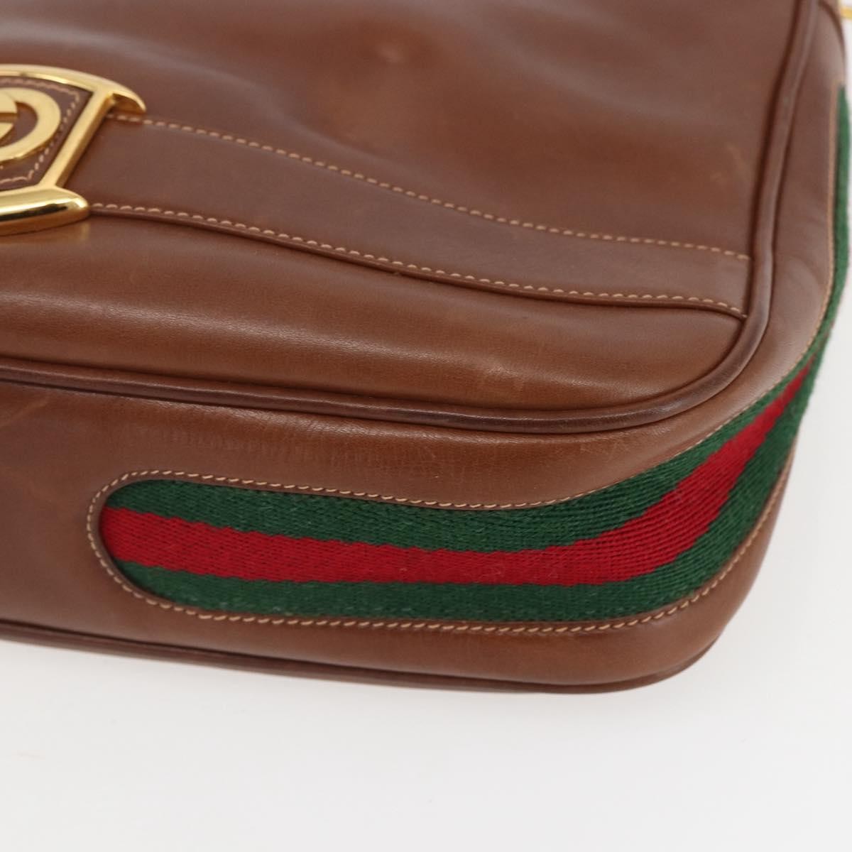 Gucci Sherry Line Shoulder Leather Brown Leather Shoulder Bag Bag (Pre-Owned)