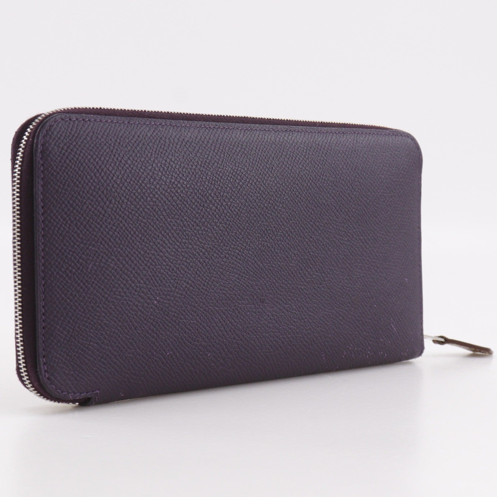 Hermes Azap Zip Around Epsom Purple Leather Wallets Accessory (Pre-Owned)