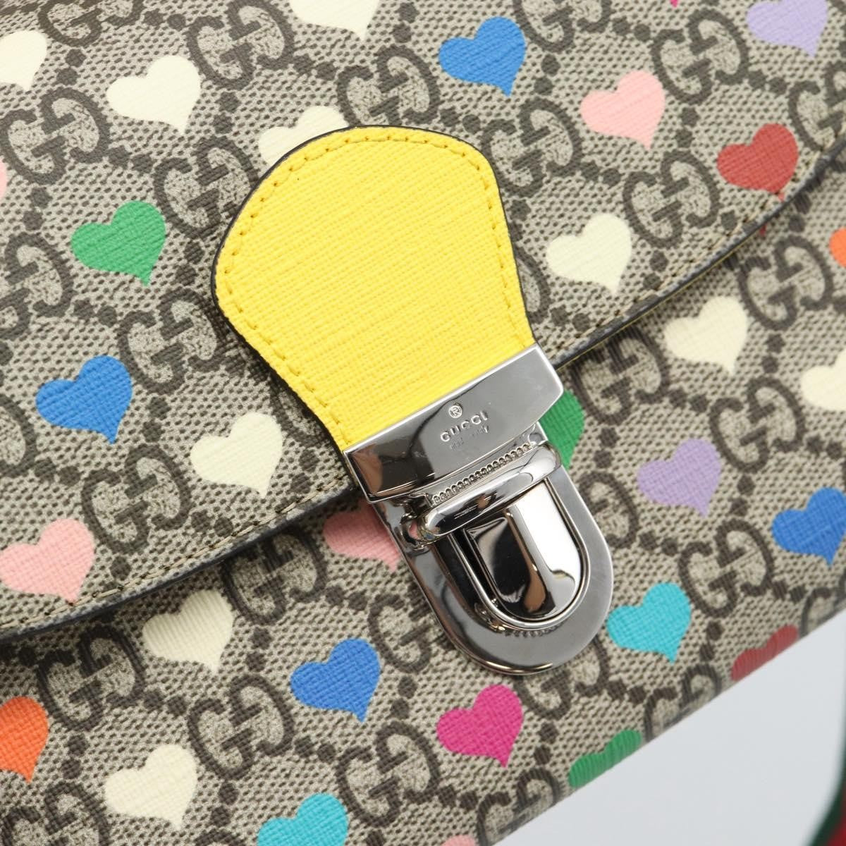 Gucci Children's Top Handle Flap Printed Gg Coated Canvas Beige Canvas Handbag (Pre-Owned)
