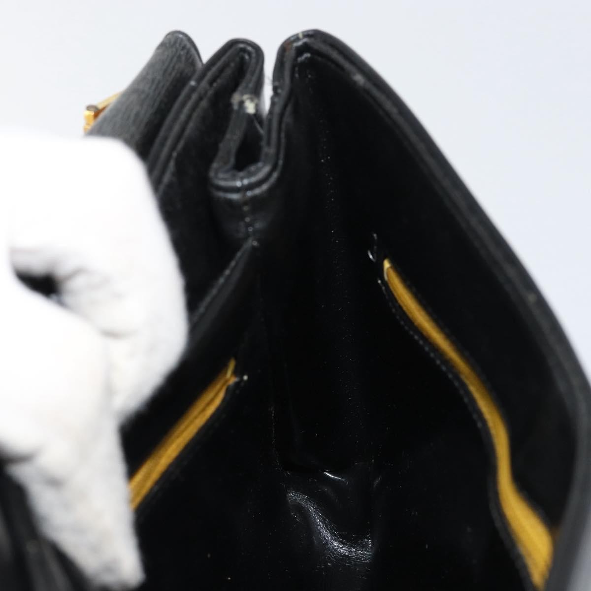 Christian Dior Vintage Chain Flap Diorissimo Canvas Black Leather Shoulder Bag Bag (Pre-Owned)