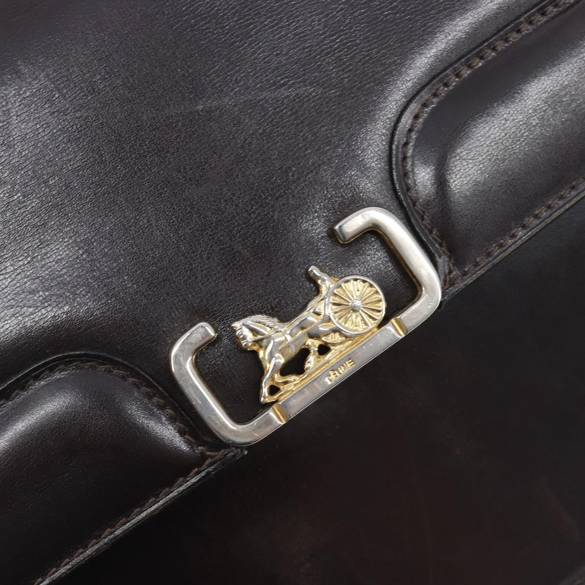 Celine Horse Carriage Leather Black Leather Shoulder Bag Bag (Pre-Owned)