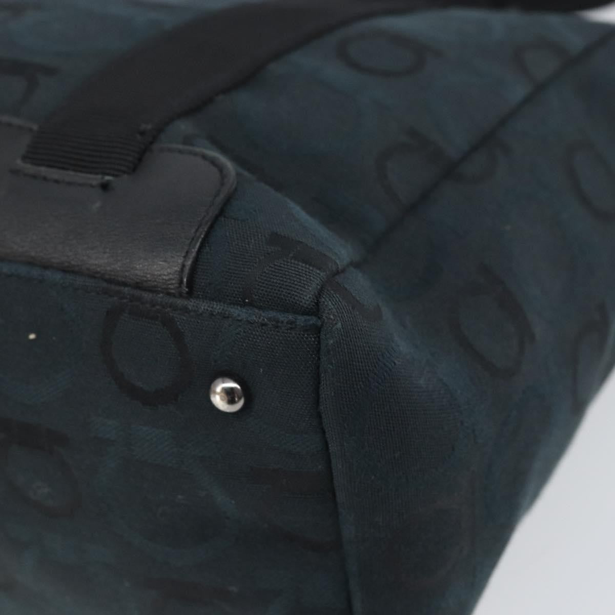 Salvatore Ferragamo Gancini Tote Canvas Navy Canvas Tote Bag Bag (Pre-Owned)