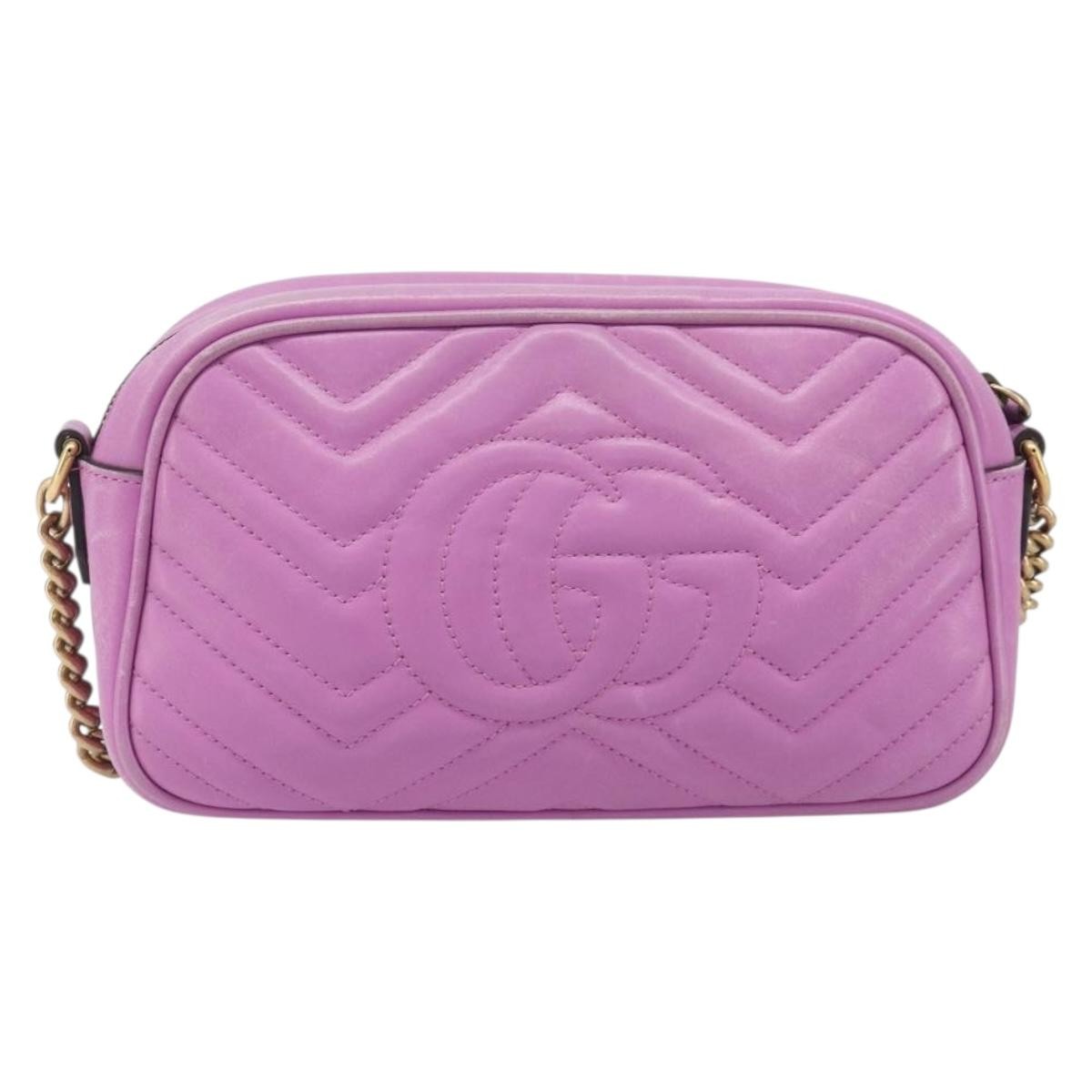 Gucci Gg Marmont Chain Matelasse Leather Pink Leather Crossbody Bag Bag (Pre-Owned)