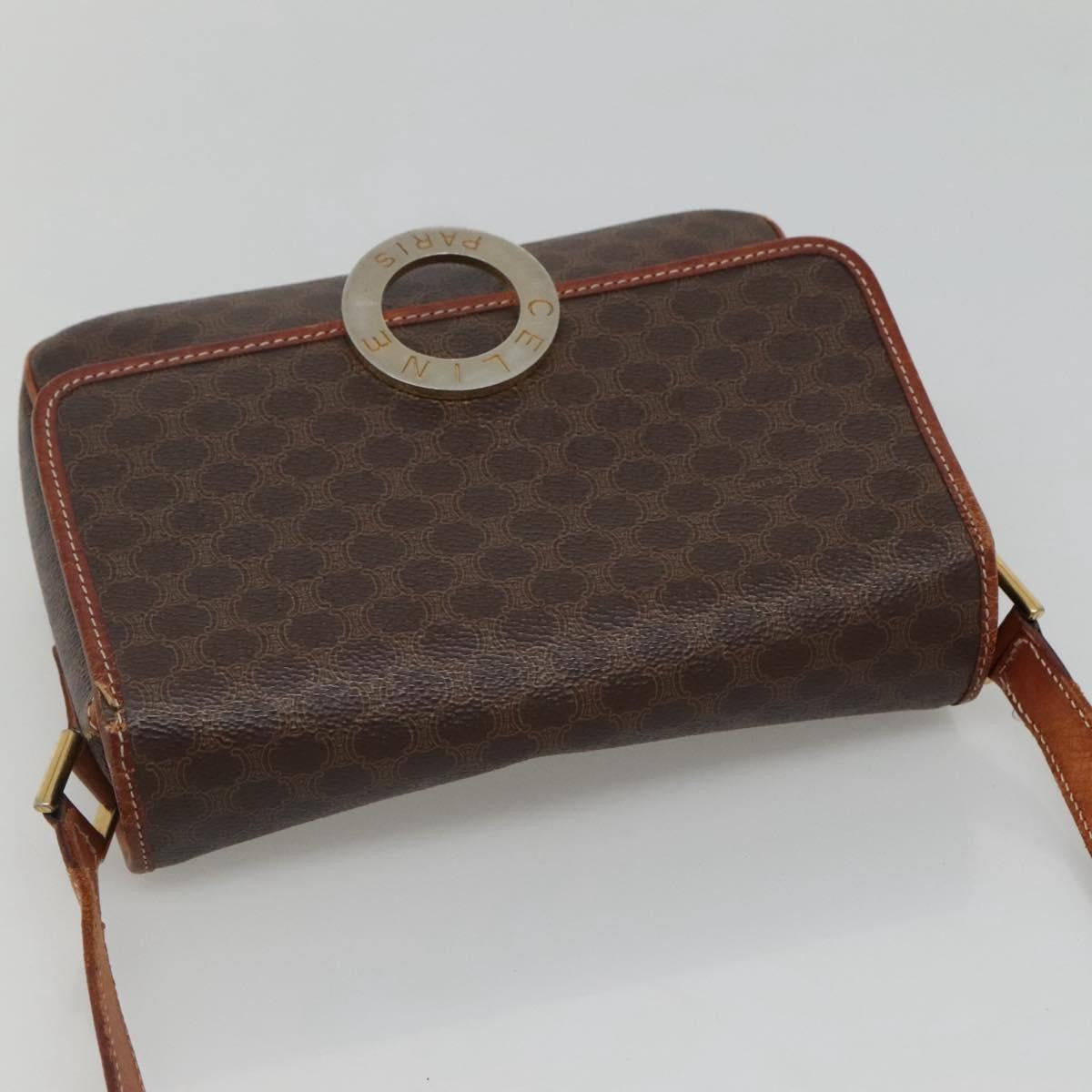 Celine Vintage Macadam Canvas And Leather Brown Canvas Shoulder Bag Bag (Pre-Owned)