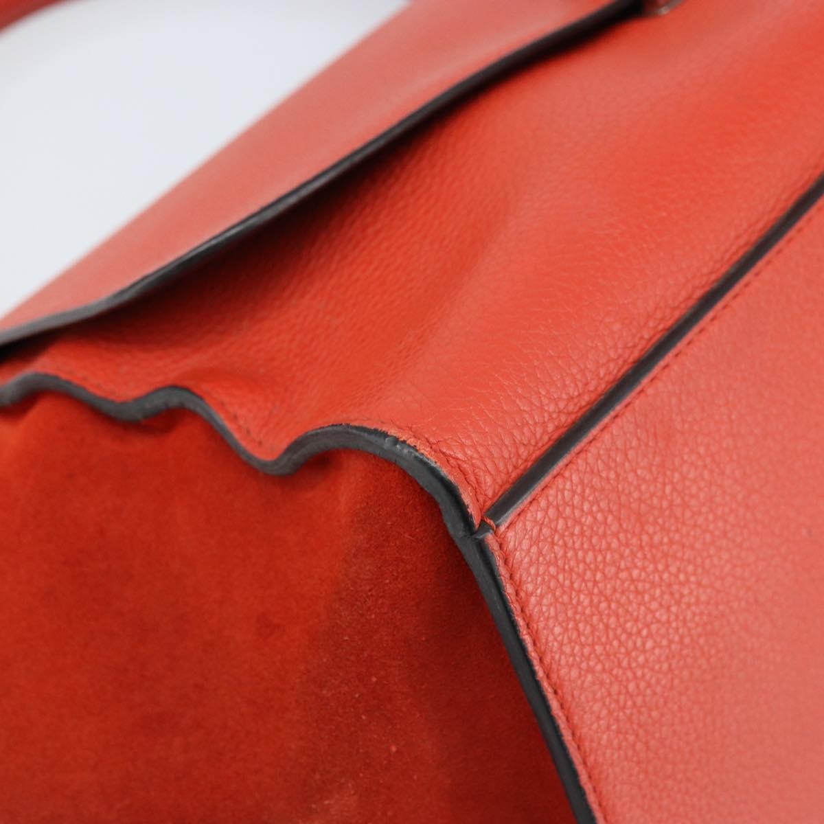 Celine Trapeze Leather With Suede Orange Leather Handbag (Pre-Owned)