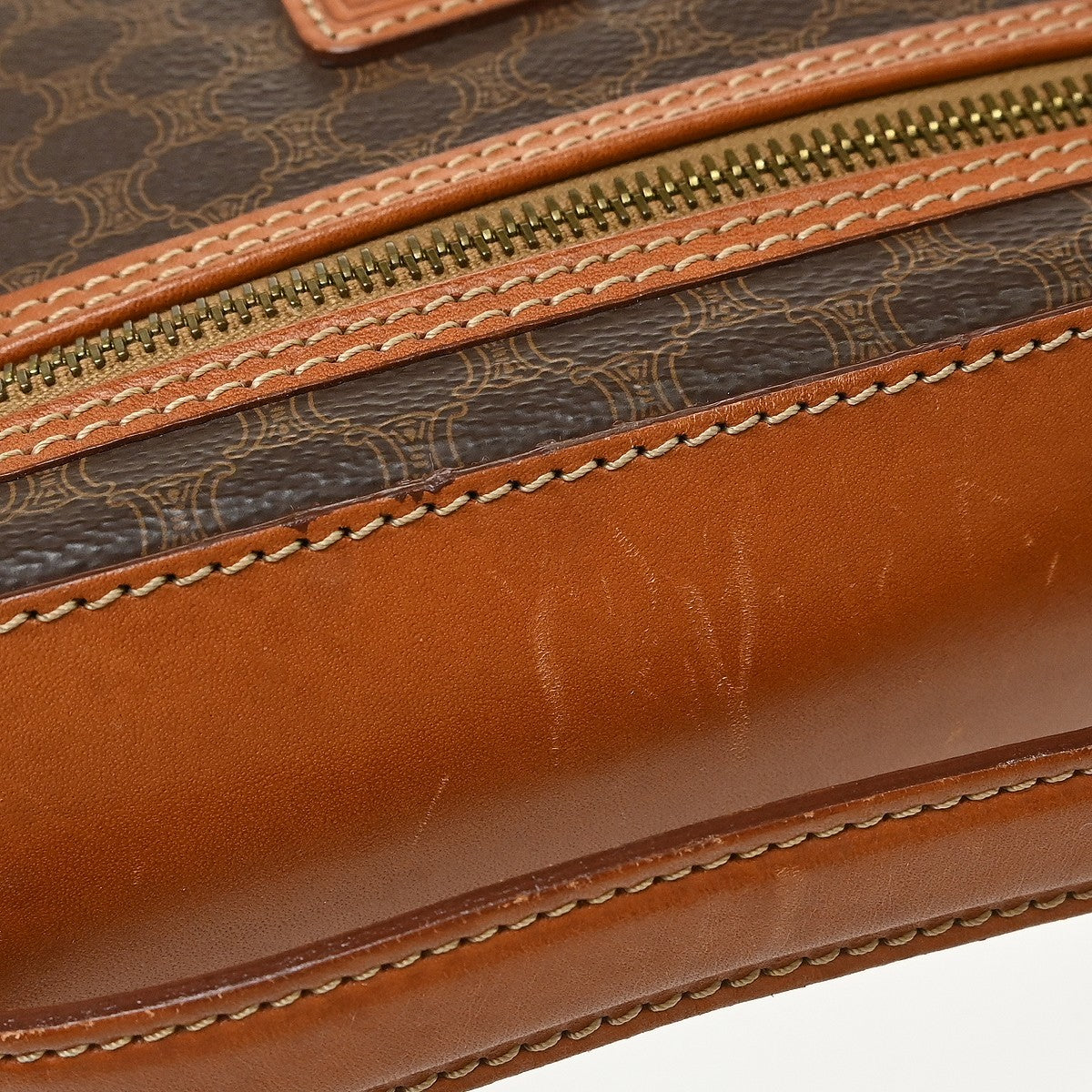 Celine Top Handle Vanity Box Triomphe Coated Canvas Brown Canvas Handbag (Pre-Owned)