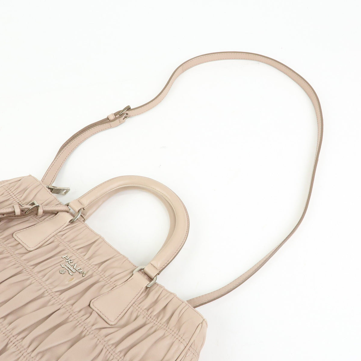 Prada Gaufre Nappa Leather Beige Leather Tote Bag Bag (Pre-Owned)