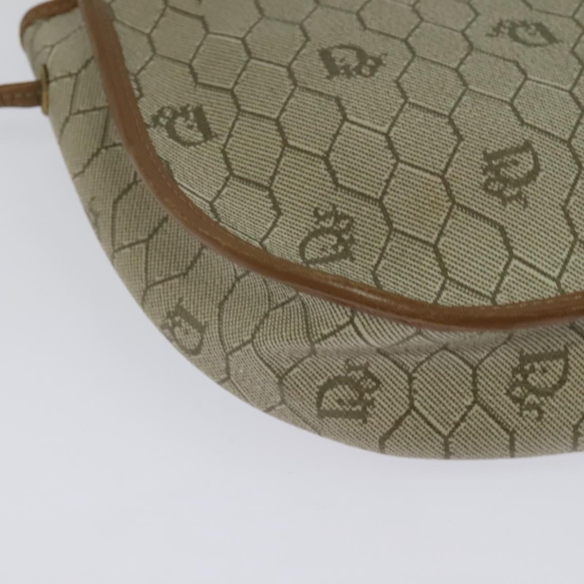 Christian Dior Vintage Honeycomb Zip Coated Canvas Beige Canvas Bag (Pre-Owned)