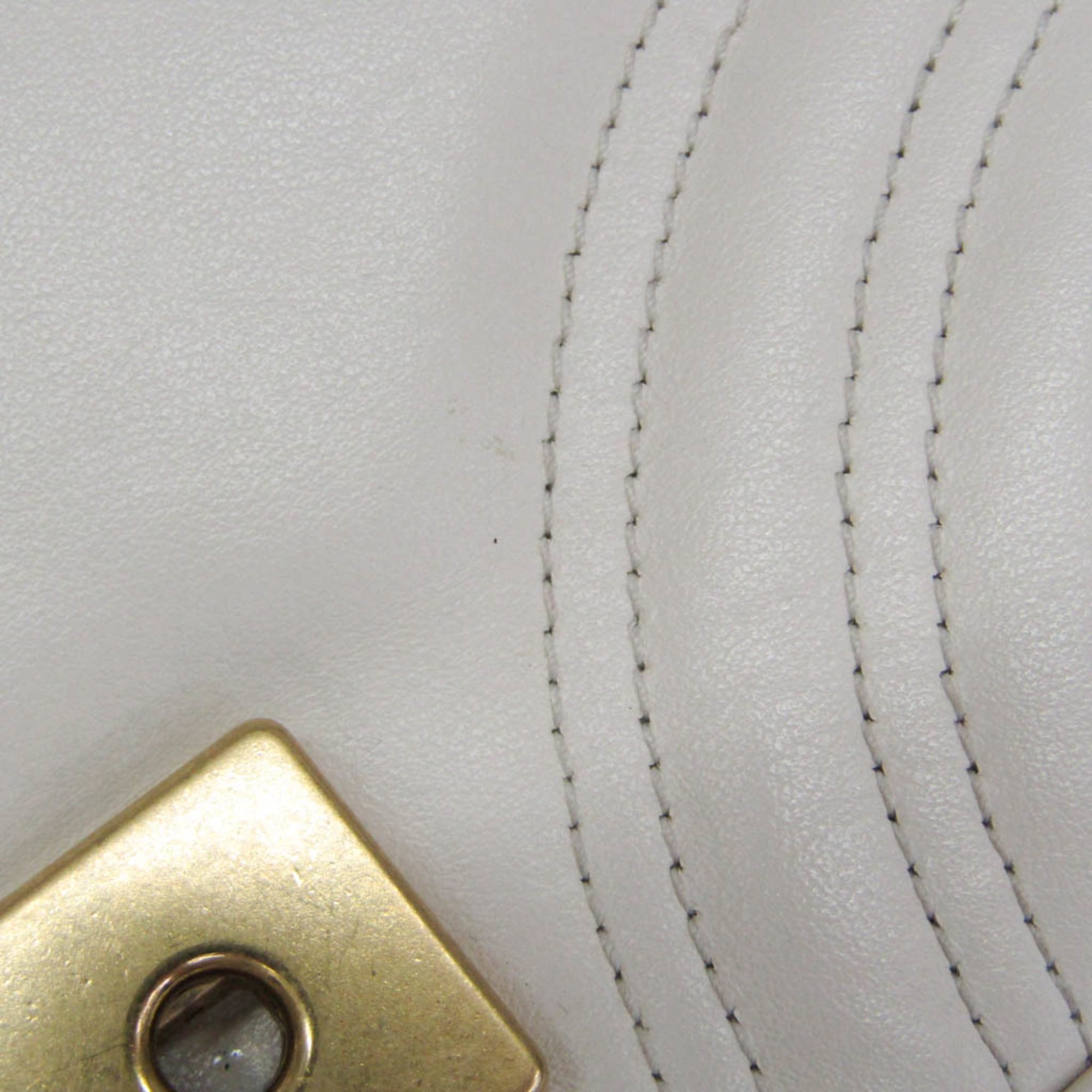 Gucci Gg Marmont Square Flap Matelasse Leather White Leather Shoulder Bag Bag (Pre-Owned)