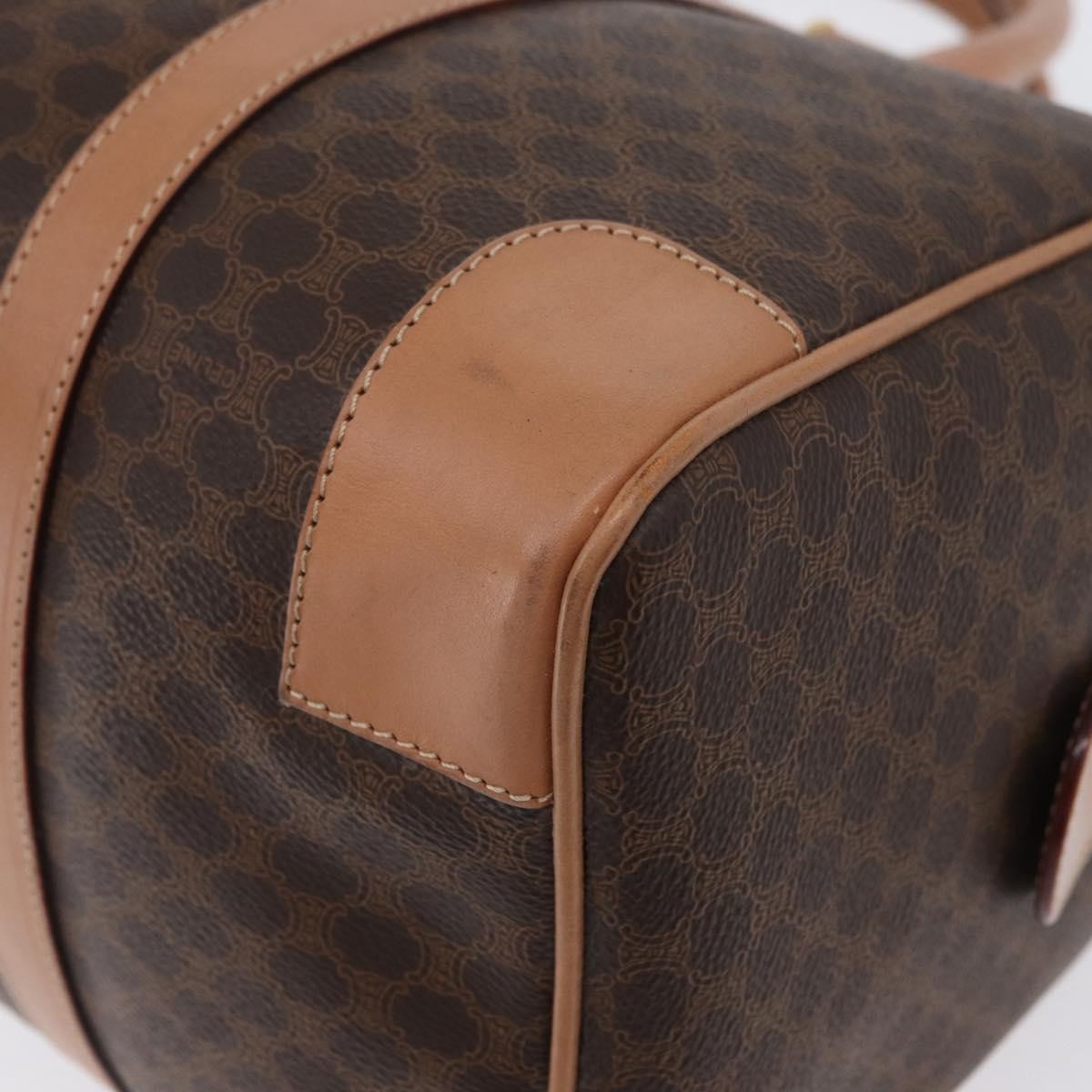 Celine Vintage Duffle Macadam Coated Canvas Brown Pvc Handbag (Pre-Owned)