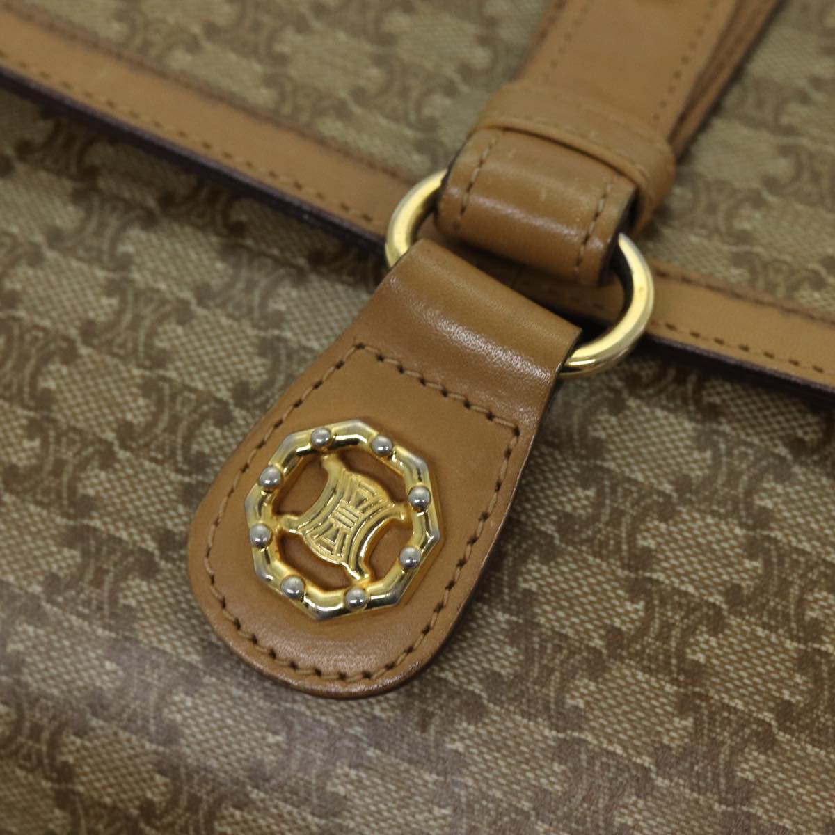 Céline Macadam Beige Canvas Shoulder Bag (Pre-Owned)