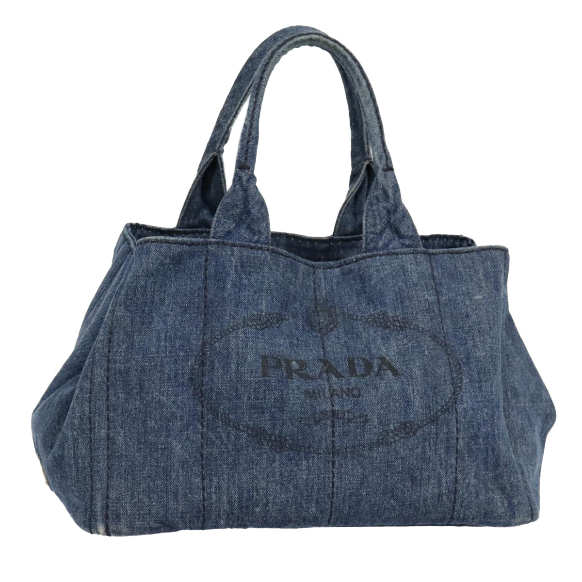 Prada Canapa Navy Canvas Handbag (Pre-Owned)