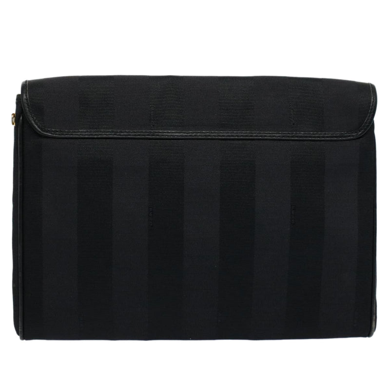 Fendi Pequin Black Canvas Clutch Bag (Pre-Owned)