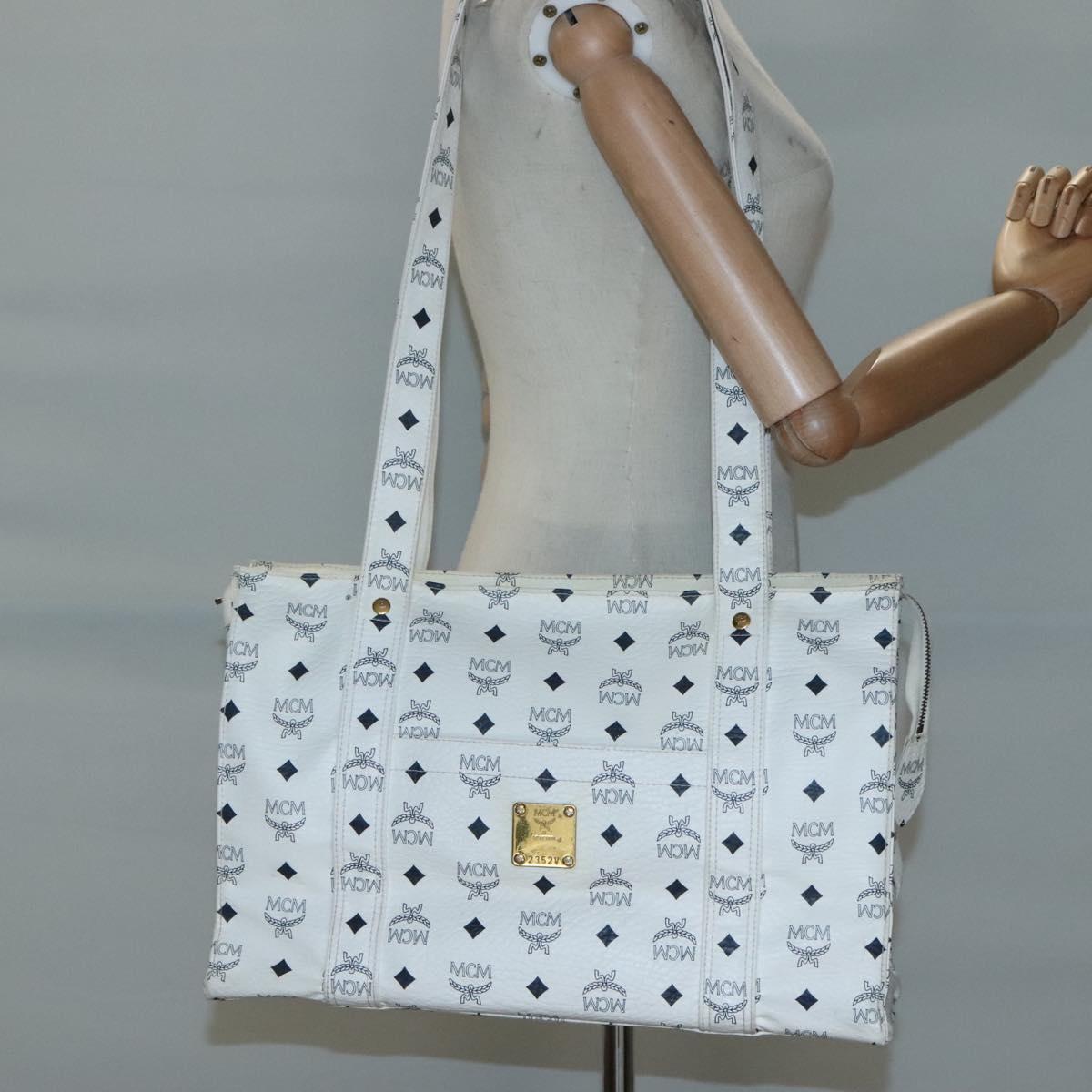 MCM Visetos White Canvas Tote Bag (Pre-Owned)