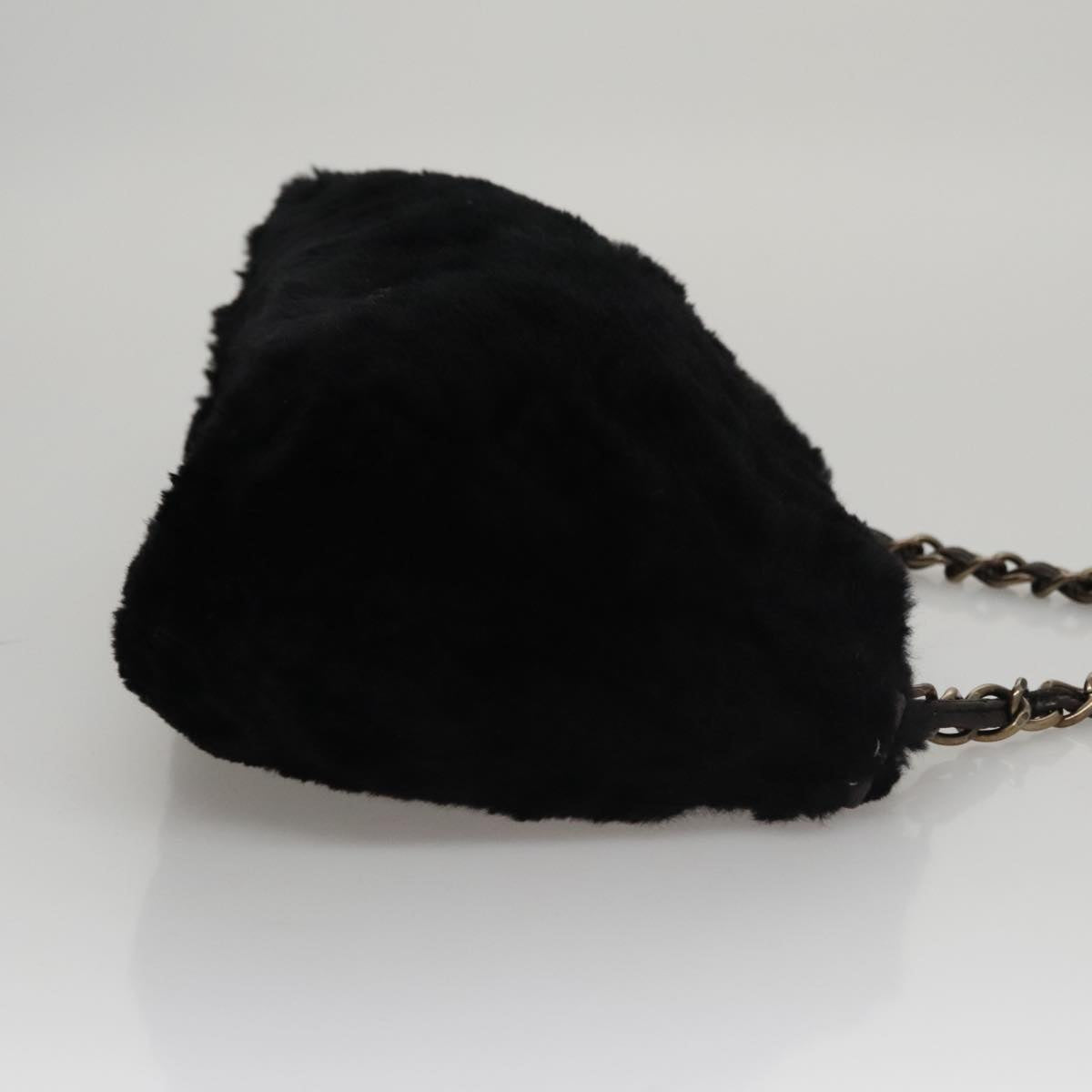Chanel Coco Mark Black Faux Fur Shoulder Bag (Pre-Owned)