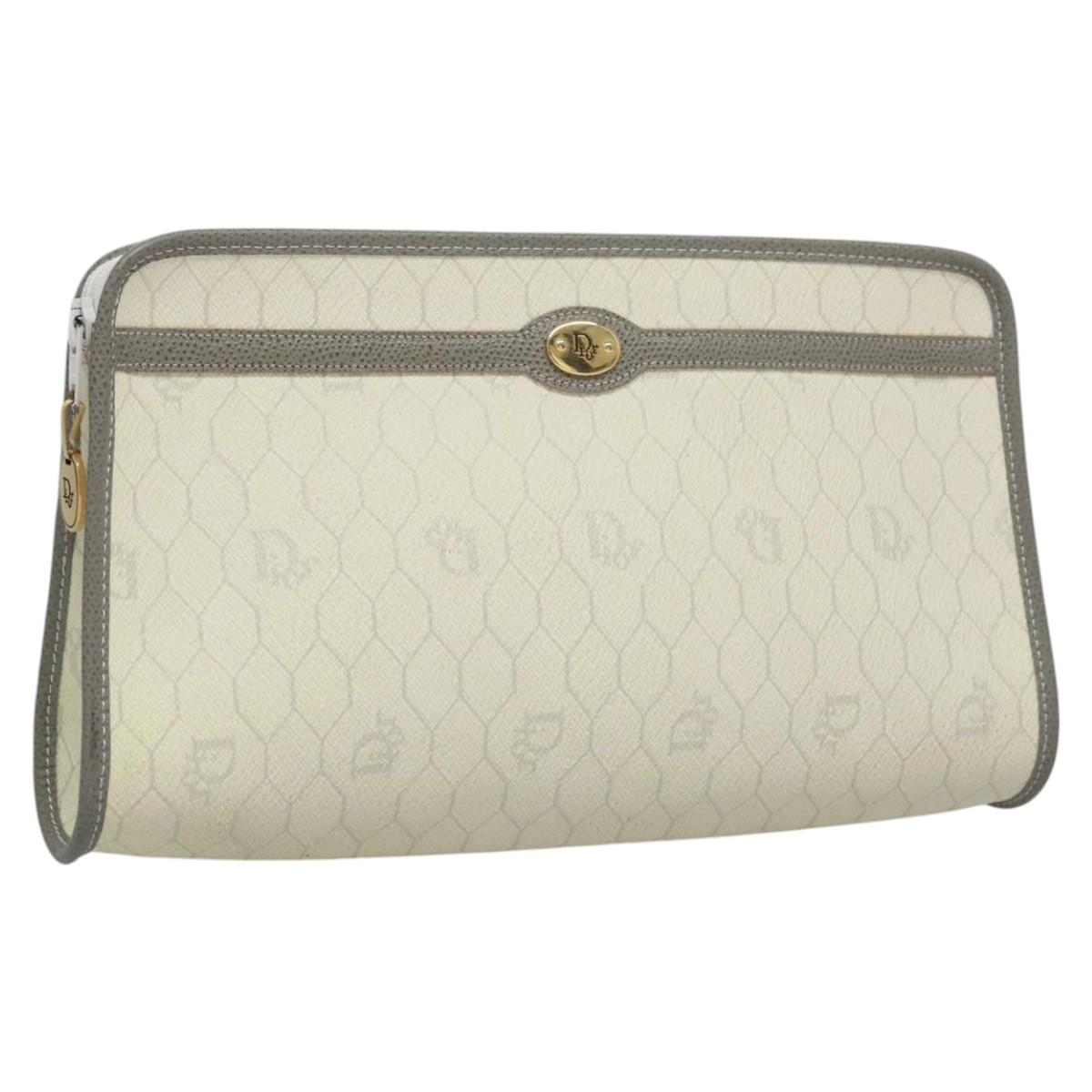 Dior Honeycomb Ecru Canvas Clutch Bag (Pre-Owned)